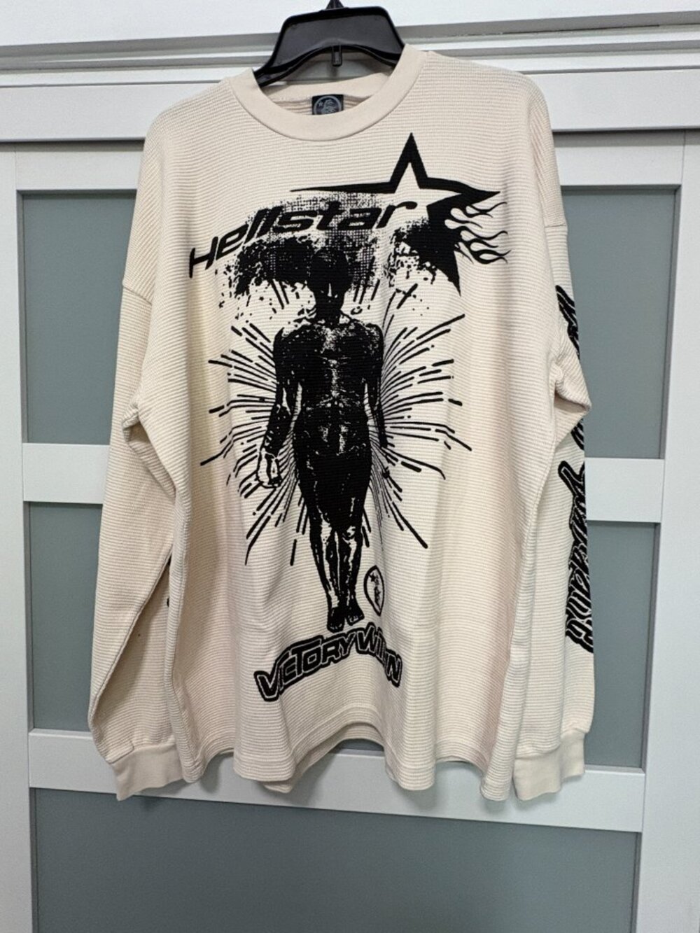 Hellstar Victory Within Thermal Long Sleeve T-Shirt Cream XL shirt